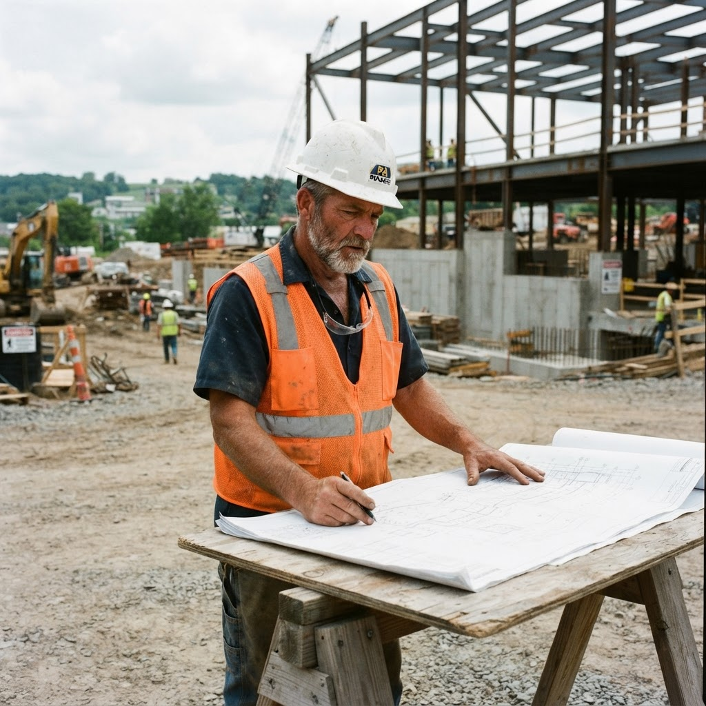 Mayfield site supervisor reviewing plans