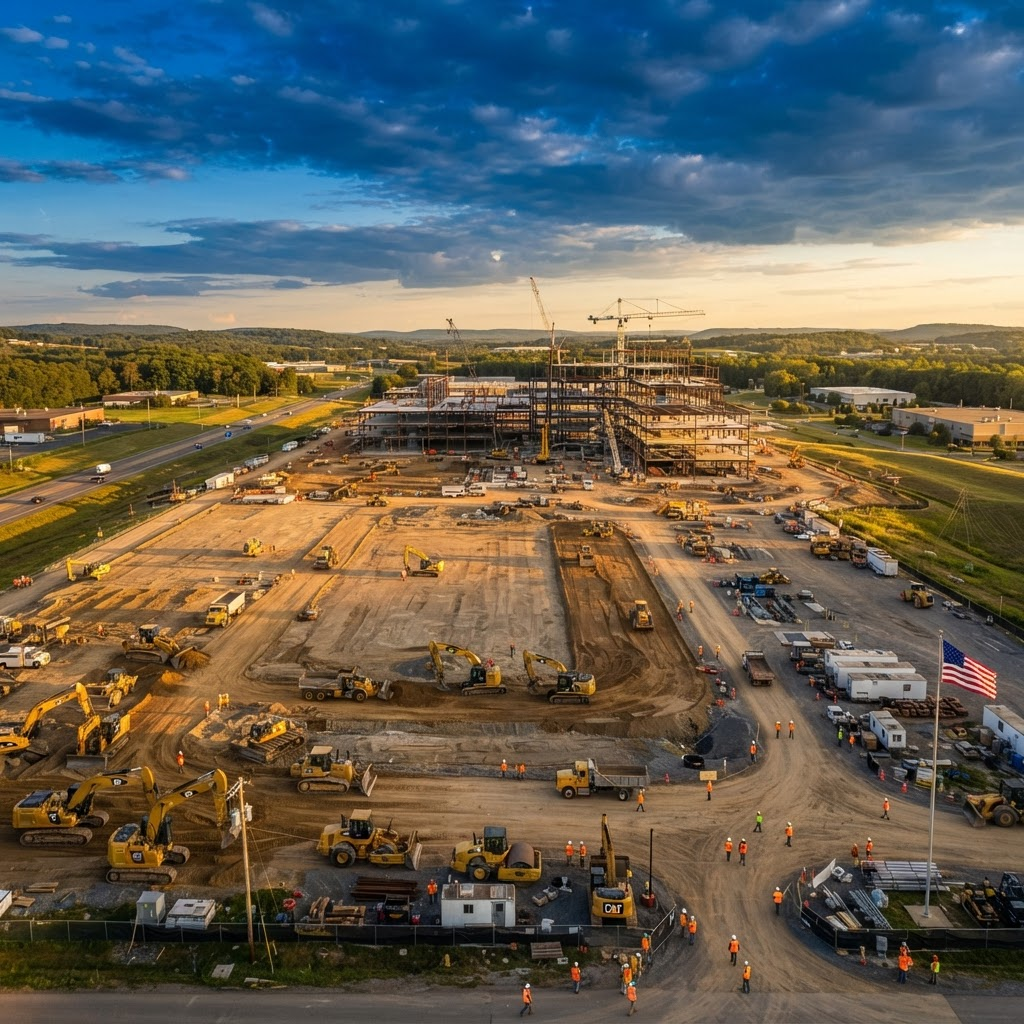 Mayfield construction site aerial view